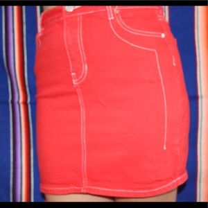 Red Kendall+Kylie Denim Skirt